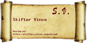 Stifter Vince névjegykártya